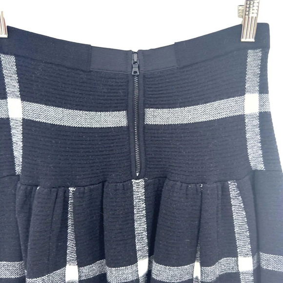 Alice + Olivia Kimbra Skirt Check Plaid Knit Sweater Drop Waist Black Size Small - Picture 8 of 12